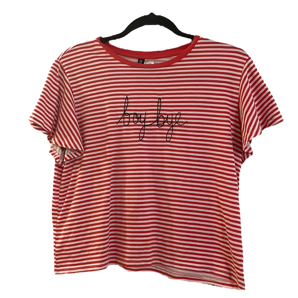 Divided H&M striped flutter sleeve boy bye small crop top - Picture 1 of 6